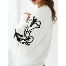 French Connection Patrice Floral Embroidered Sleeve Knit French Connection Patrice Floral Embroidered Sleeve Knit