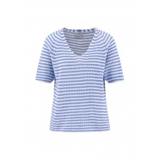 Fynch Hatton 1/2 V Neck Stripe Linen Pullover Fynch Hatton 1/2 V Neck Stripe Linen Pullover