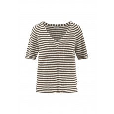 Fynch Hatton 1/2 V Neck Stripe Linen Pullover Fynch Hatton 1/2 V Neck Stripe Linen Pullover
