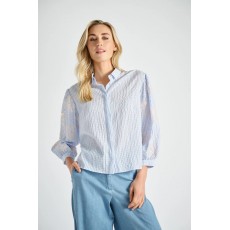 Marie Mero Seersucker striped shirt with sequins on sleeves Marie Mero Seersucker striped shirt with sequins on sleeves