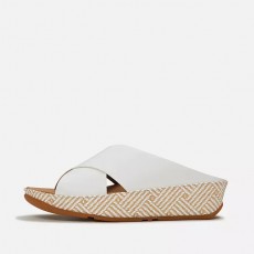 FitFlop Lulu Lux Graphic Weave Leather Cross Slides FitFlop Lulu Lux Graphic Weave Leather Cross Slides