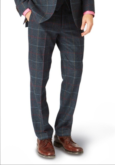 Brook Taverner Haincliffe Plain Front Blue Tweed Trouser - Trousers ...