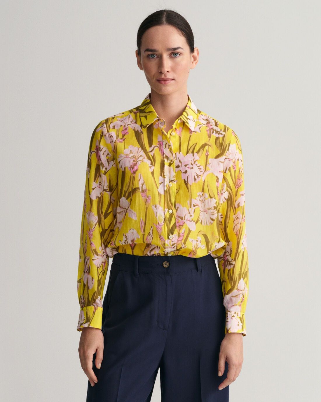 Gant Reg Iris Print Cotton Silk Shirt - Tops - Barbours