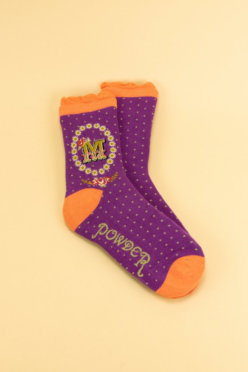 Powder A-Z Ankle Sock Letter M - Socks - Barbours