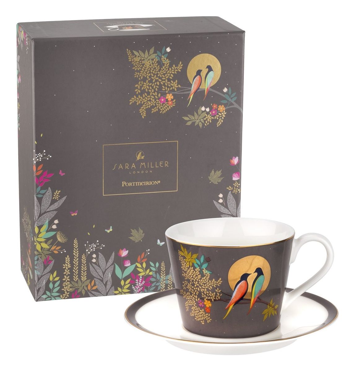 Sara Miller Chelsea Collection Cup & Saucer Dark Grey - Cups & Mugs ...