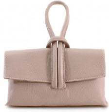 Tempest Chic Leather Clutch Bag With Pull Through Loop-Dark Beige