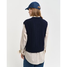 Gant Wide Ribbed Wool V-Neck Vest