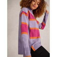 WhiteStuff Holly High Neck Stripe Cashmere Jumper