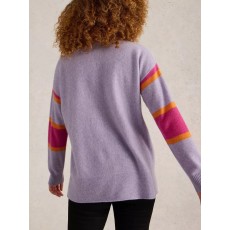 WhiteStuff Holly High Neck Stripe Cashmere Jumper