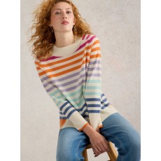 WhiteStuff Rainbow Stripe Crew Cashmere Jumper