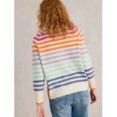 WhiteStuff Rainbow Stripe Crew Cashmere Jumper