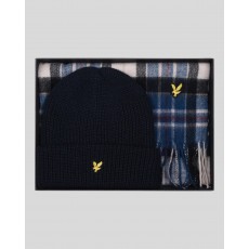 Lyle & Scott Lambswool Blend Checked Scarf and Beanie Gift Set