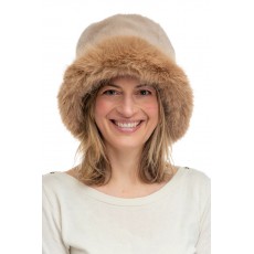 Adelina-Faux Fur Paddington hat with wide Brim-Adjustable