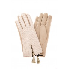 Amadea-Suedette Gloves with Herringbone Fabric and Tassel & Screen Touch