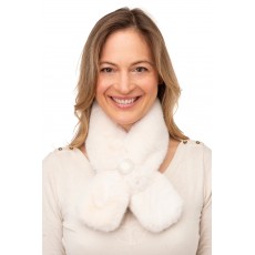 Monica-Faux Fur Tippet with Pearl & Diamante Brooch Detail