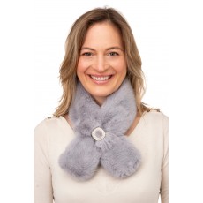 Monica-Faux Fur Tippet with Pearl & Diamante Brooch Detail