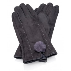 Phebe-Suedette gloves with Fuax Fur Pom Pom with Screen Touch