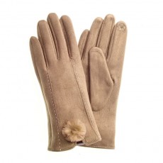 Phebe-Suedette gloves with Fuax Fur Pom Pom with Screen Touch