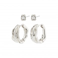 Feel Recycled Earrings 2in1 Set Silver-Plated