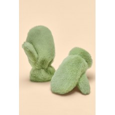 Powder-Childrens Fluffy Teddy Mittens-Sage