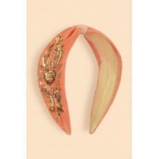 Powder-Coral Heart Embellished-Headband