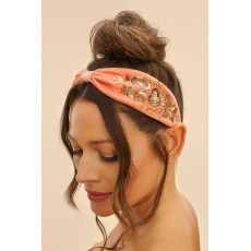 Powder-Coral Heart Embellished-Headband