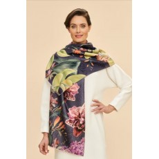 Powder-Exotic Evening Pring Scarf-Ink