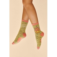 Powder-Happy Birthday Tiered Cutie Ankle Socks