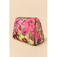 Powder-Oversized Botanicals Quilted Washbag