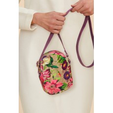 Powder-Oversized Botanicals Velvet Crossbody Bag