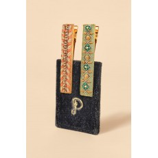 Powder-Ribbon & Strike Nrw Jewld Bar Hairclips