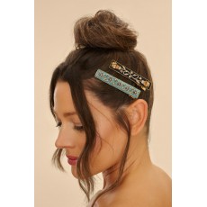 Powder-Ribbon & Vine Nrw Jewld Bar Hairclips