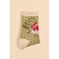 Powder-Rosy Robin Ankle Socks