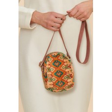 Powder-Warm Cream Ikat Velvet Crossbody Bag