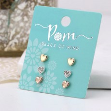 Pom 3 Small Gold/Silver Heart Studs