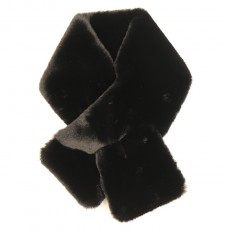 Pom Black Supersoft Faux Fur Pull Through Scarf