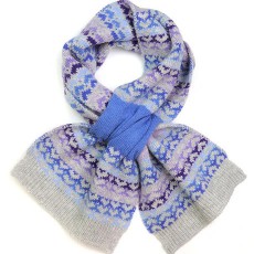 Pom Blue Mix Hearts/Grey Wool Blend Pull Through Scarf