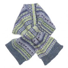 Pom Denim/Soft Green Fairisle Recycled Poly Scarf