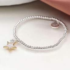 Pom Faux Gold & Silver Plated Double Star Bracelet