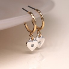 Pom Faux Gold C Post Earrings With SP Hearts Set