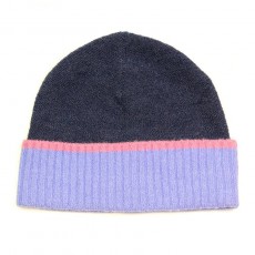 Pom Indigo & Lilac/Pink Trim Beanie