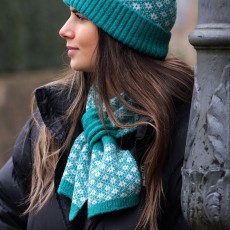 Pom Jade Green retro Check Scandi Floral Scarf