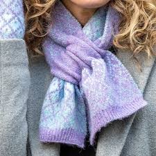 Pom Lilac Mix Alpaca Diamond Scarf