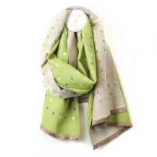 Pom Lime/Ecru Tiny Hearts Reversible Jacquard Scarf