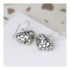 Pom Pebble Puff Heart Earrings