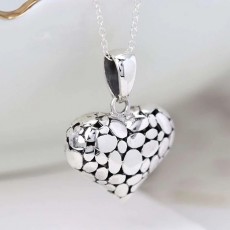 Pom Pebble Puff Heart Pendant