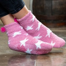 Pom Seafoam/Pink Star Print 2Pair Pack Cosy Socks