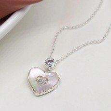 Pom Silver Plated & Shell Heart Necklace