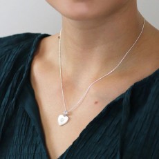 Pom Silver Plated & Shell Heart Necklace