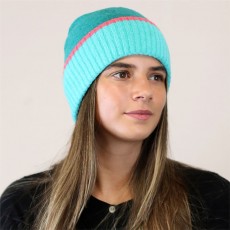 Pom Teal & TQ/Red Tim Beanie